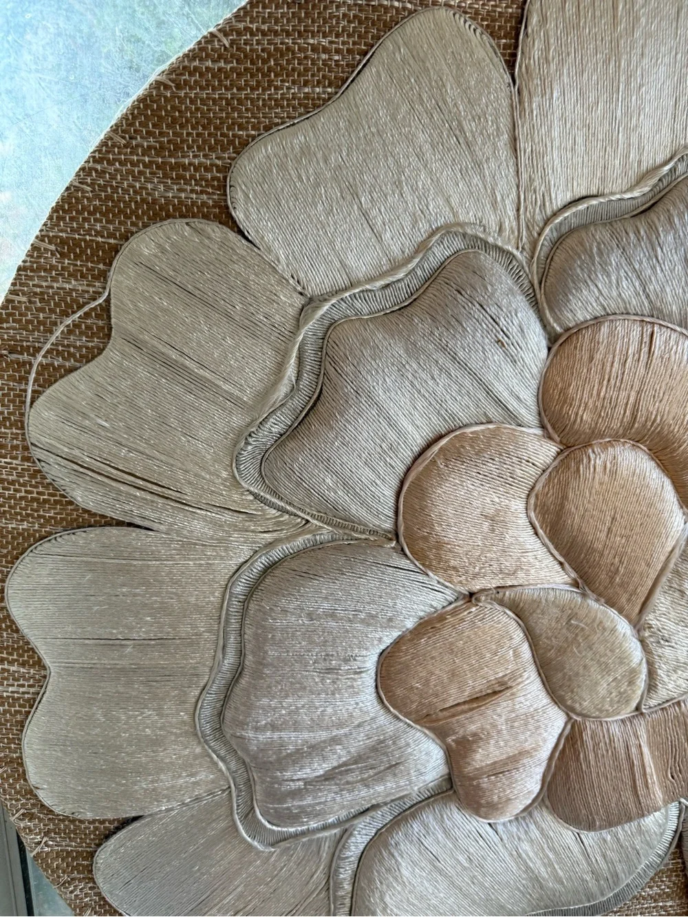 Vintage Don Freedman handmade Neutral Metallic Floral Wall Art - Round Textured